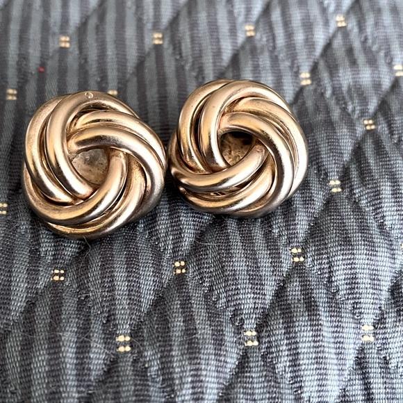Givenchy Vintage Signed Double Love Knot Silver Clip On Earrings - Picture 3 of 6